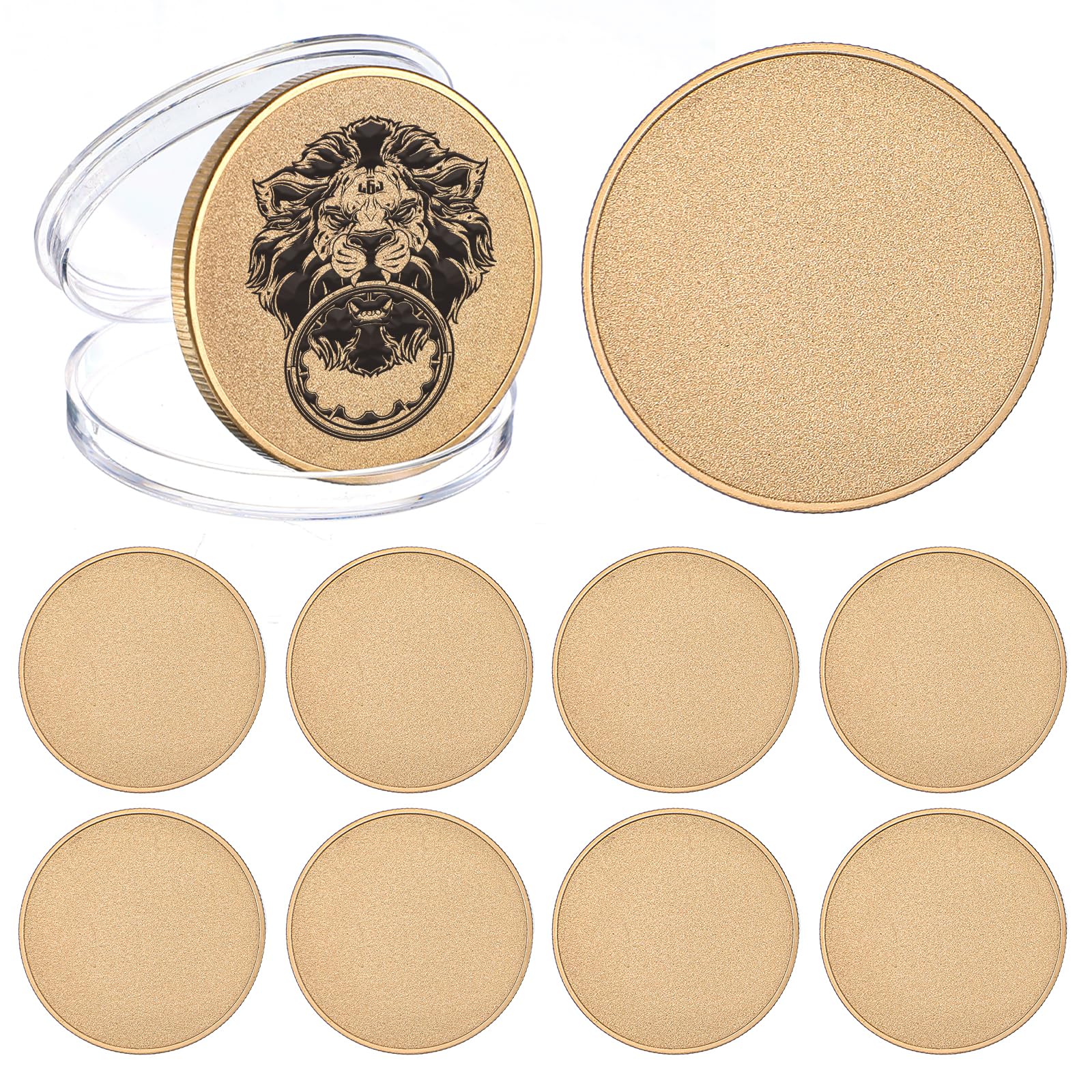 Photo 1 of 10 Pcs Blank Challenge Coins for Engraving, Aemygo 40mm Solid Brass Engraving Blanks Coin with Threaded Edged, Laser Engravable Stamping Coin for DIY Crafts, Commemorative, Collection Supplies
