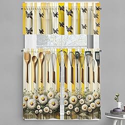 Ambesonne Summer Valance & Tier Curtain 3 pcs