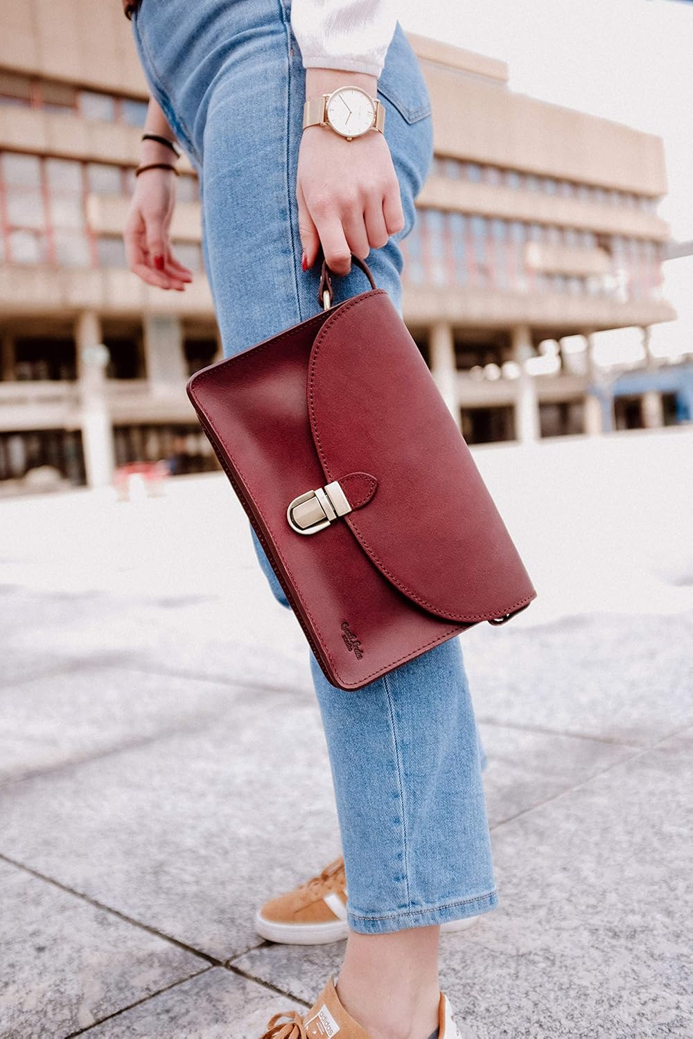 Gusti Handbag Leather - Zoey Shoulder Bag Leather Bag Red, Dark Red - Image 4