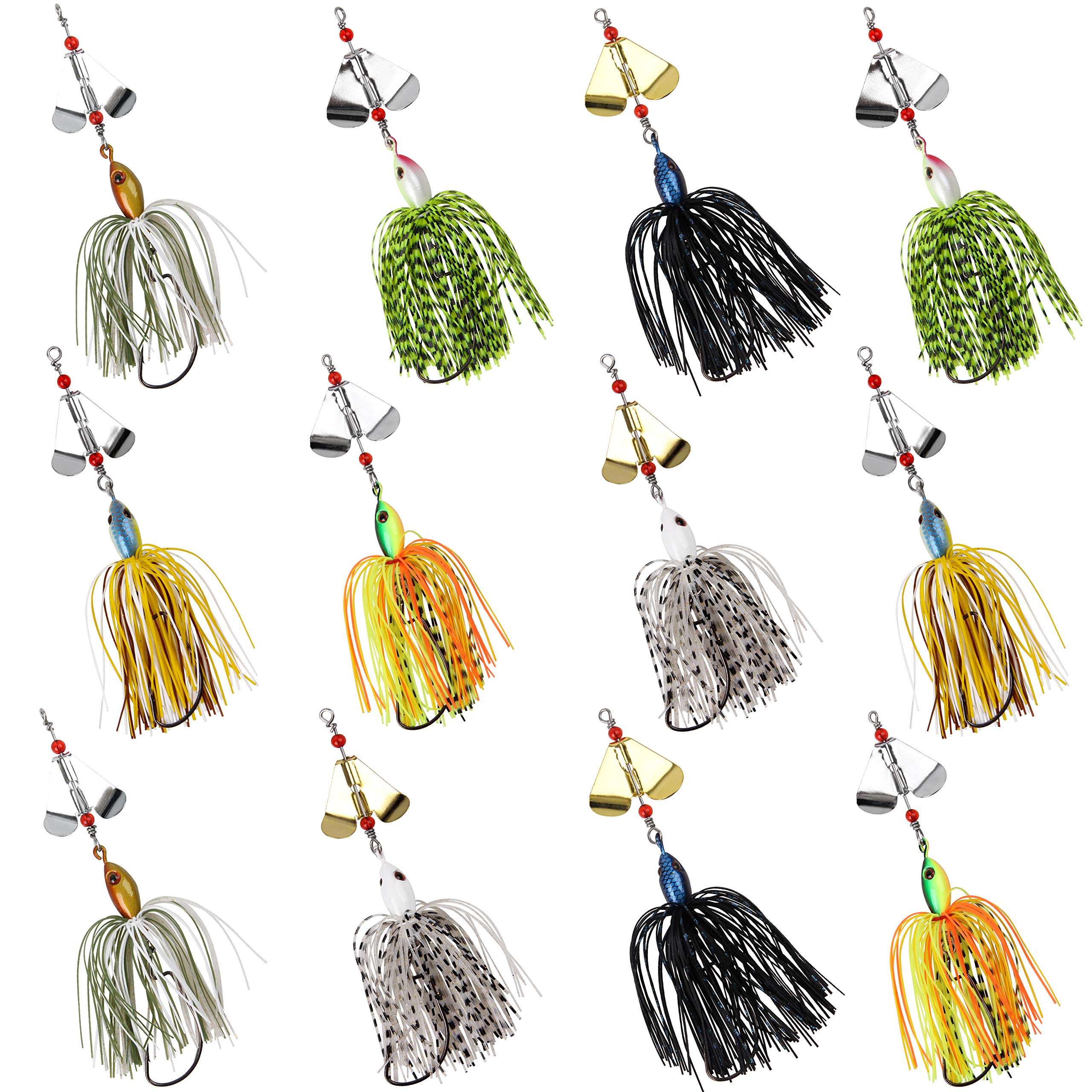SILANON Buzzbait Spinnerbait Lures for Bass Pike Willow Blade Spinner Baits Jigs Metal Fishing Lure