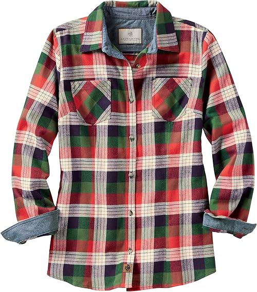 Legendary Whitetails Women's Standard Long Sleeve Plaid Flannel Button Up Shirt 100% Cotton, Alpine Mountain, X-Small