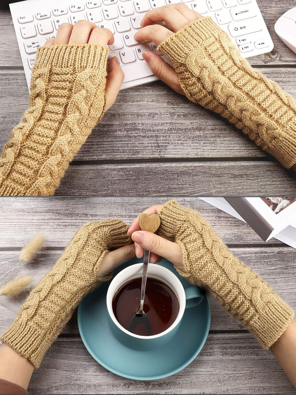 6 Pairs Unisex Fingerless Gloves Warm Knit Thumb Hole Gloves Mittens for Women and Men at  Women’s Clothing store