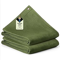 Premium Canvas Tarp 2 Pack, 7 x 9 ft, 14oz. Heavy