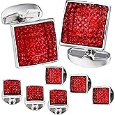 HAWSON Gentlemen's Cufflink for Men with 4/6 pcs Shirt Studs Set, Cuff Links with Tuxedo Shirt Studs for Weddling, Party