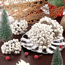 Tatuo 400 Pieces Artificial Frosted Holly Berries