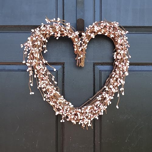 Amazon Com Small Pink Pip Berry Grapevine Heart Wreath For