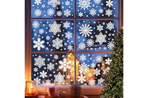MISS FANTASY 1000Pcs Snowflake Christmas Window Clings - Snowflake Christmas Window Decorations Stickers for Glass Windows Christmas Decorations Indoor Wtiner Holiday Office Bedroom Decor (10 Sheets)
