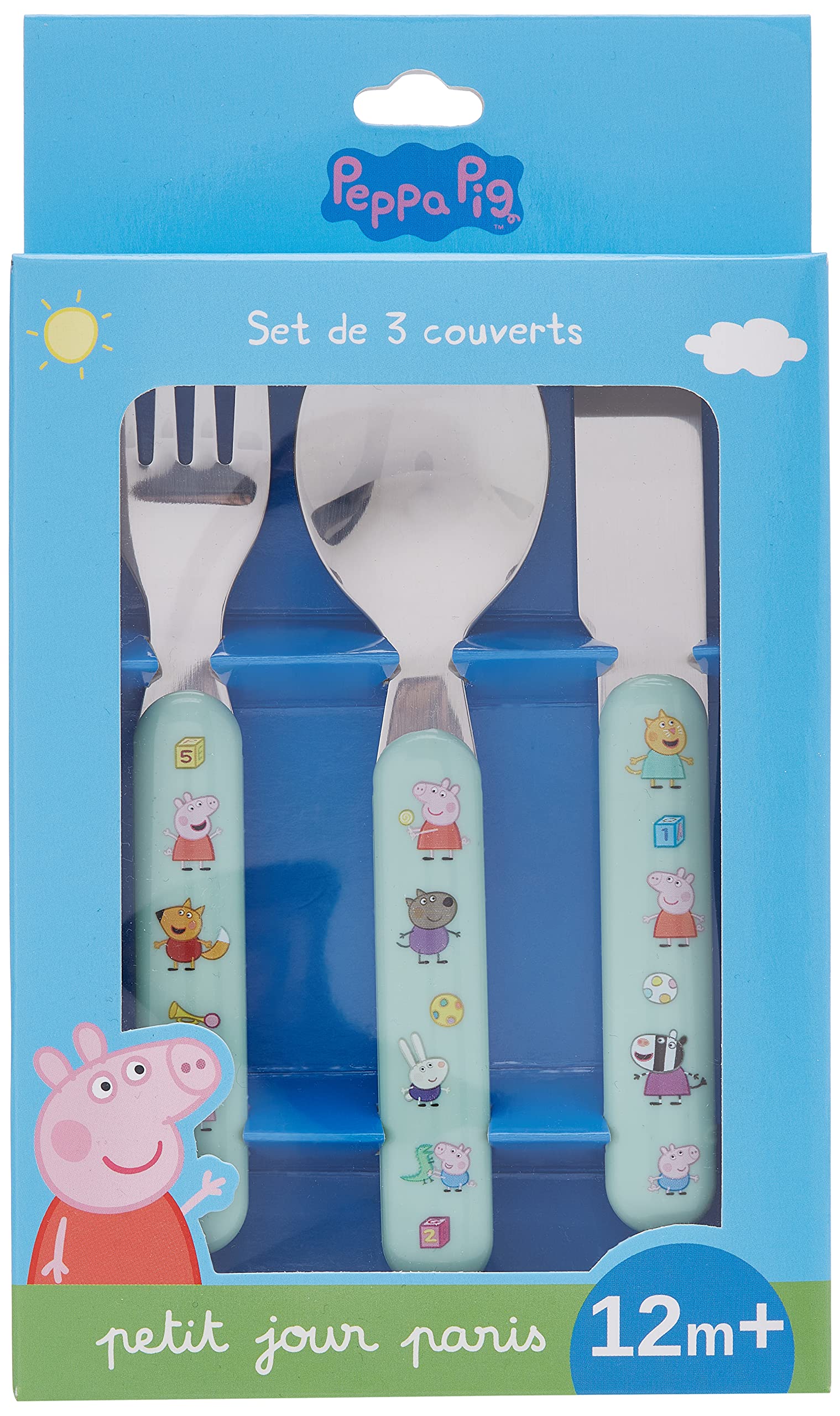 Petit Jour Paris - 3-Piece Cutlery Set Peppa Pig - Perfectly Suitable for The Small Hands! PI903K