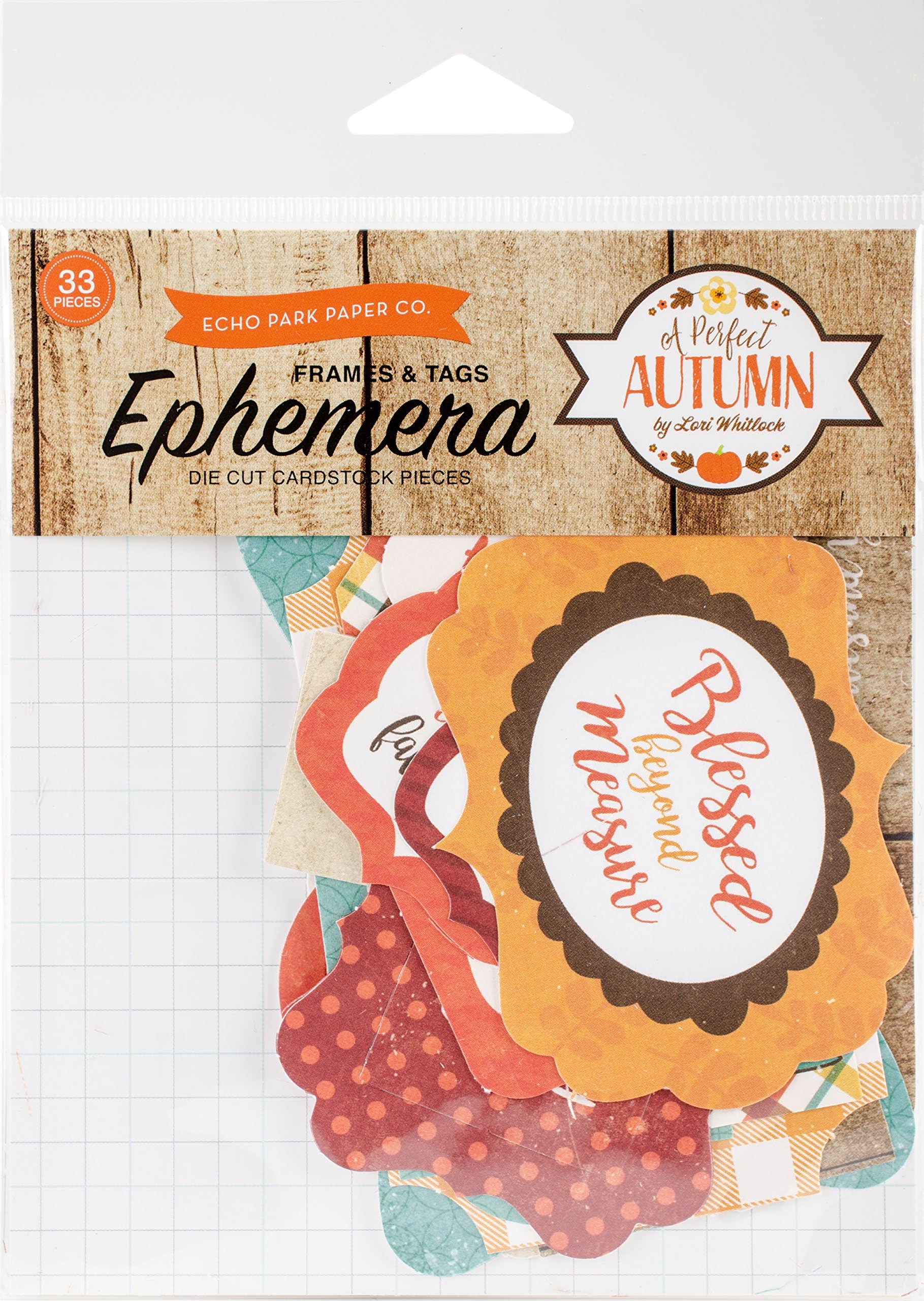 Echo Park Paper A Perfect Autumn Ephemera Cardstock Die-Cuts Set, Grey, 16 x 11.43 x 0.5 cm