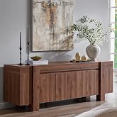 OKD 70" Modern Farmhouse TV Stand for TVs up to 80 Inch, Walnut | Organic Modern, Thick Wood Design, Entertainment Center for Living Room, Bedroom, Hidden Storage Cabinets, Adjustable Shelves