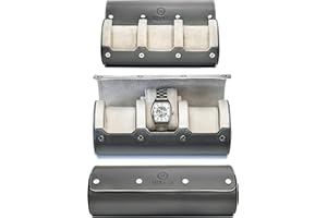 M MIRAGE LUXURY TRAVEL Watch Travel Case for Men - Mirage Watch Roll Storage and Display - Slate Grey/Ivory White Interior