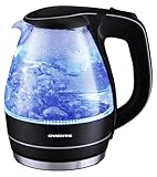 Ovente KG83 Series 1.5L Glass Electric Kettle, Black