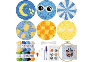 ZZXLLRO Punch Needle Kits Adults Beginners Punch Stitching Art Coaster Embroidery Making Set for Kids-Included All Tools