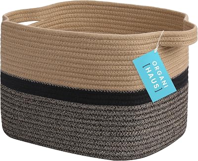 OrganiHaus Storage Baskets Cotton Rope 34x28x24cm Brown Black