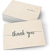 321Done Thank You Postcards (Set of 50) 4" x 6" - Blank with Mailing Side - Made in USA, Cute Modern Script Kraft Tan Thick Cardstock, Large