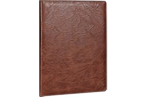 Mymazn Padfolio Portfolio Folder, Faux Leather Interview Resume Folder with Document Organizer & Business Card Holder, Letter-Sized Notepad Legal Pad Holder for Men Women (Brown)