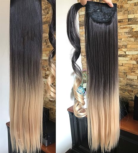 Devalook Hair Extensions 22 Inches Long Straight Ombre Wrap Around