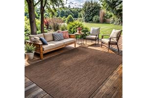 LENA RUG Washable Indoor Outdoor Rug Weather Resistant Carpet Modern Solid for Porch Deck Balcony Backyard Patio Rug 8x10 Gold Brown