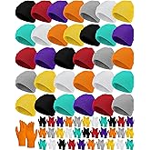JaGely 64 Pcs Kids Hats and Gloves Bulk Winter Beanies Hat Gloves for Toddler Boys Girls School Donation Wholesale