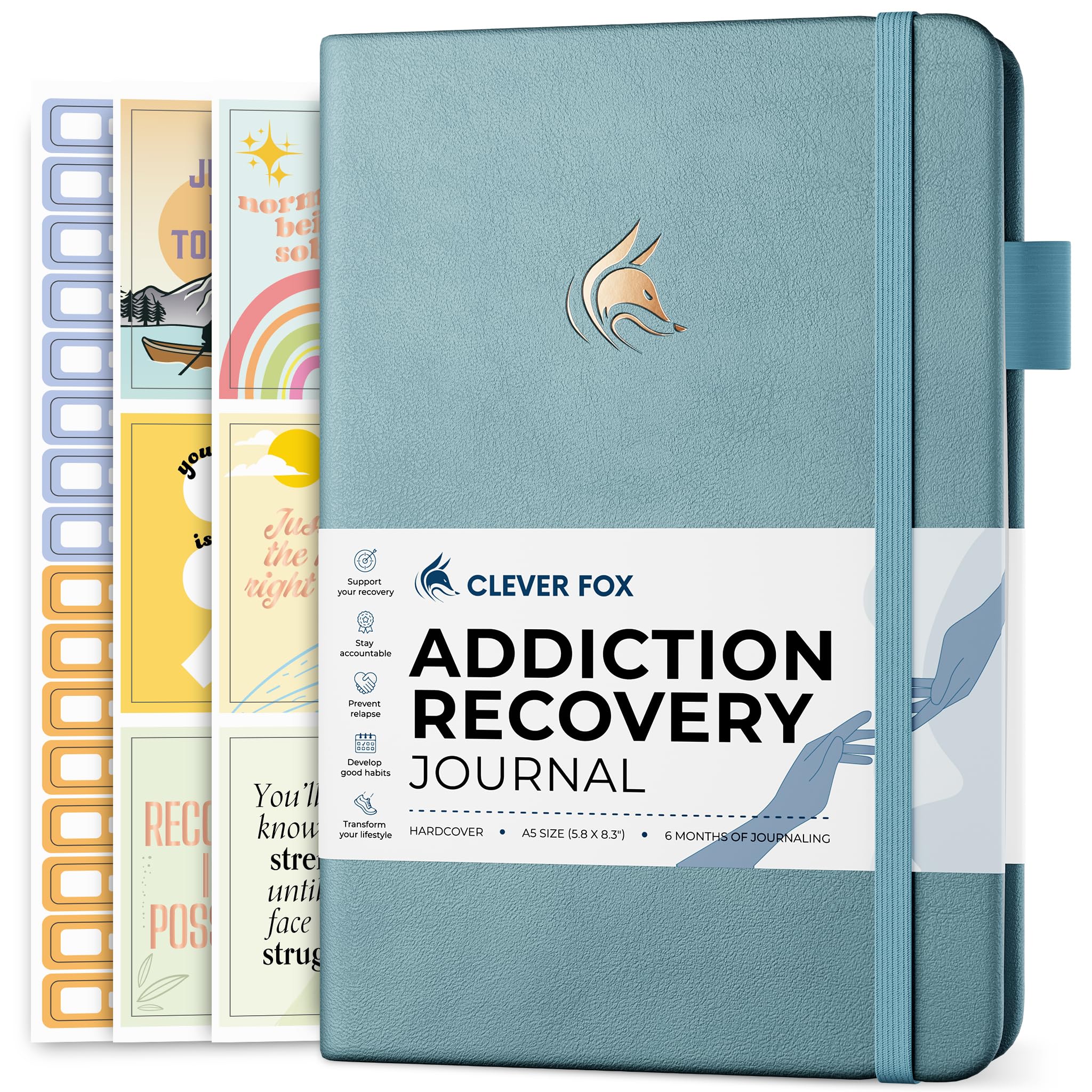 Clever Fox Addiction Recovery Journal – Guided Sobriety Workbook for Alcohol, Drug, Gambling, Eating & Other Addictions – Daily Planner to Support Recovery Progress – A5 Size (Blue Surf)