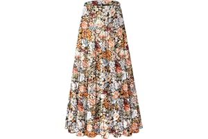 NiPaMi Women's Chiffon White Flowy Maxi Skirts Boho Fall Elastic Waisted Pleated A Line Long Skirt for Women 2025