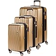 SwissGear 7272 Energie Expandable Hardside Luggage with Spinner Wheels and TSA Lock, Gold, 3-Piece Set (19/24/27)