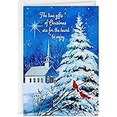 Dayspring Religious Christmas Cards (16 Cards and Envelopes) Winter Church