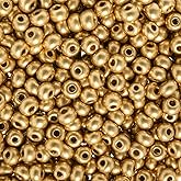 John Bead Czech Glass Seed Beads 6/0 Metallic Gold Beads for Jewelry Making Crafts, 23g Vial