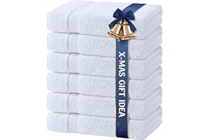 WHITE CLASSIC Wealuxe White Bath Towels 24x50 Inch, 6 Pack - Extra Absorbent Cotton Towel Set for Bathroom