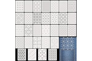 Affrolling 30 Pcs Plastic Sashiko Stencil 8.3 x 5.9 Inch Geometric Sashiko Pattern Template Drawing Line Quilting Stencil Embroidery Pattern Stabilizers for Sewing Hand Quilting and Embroidery