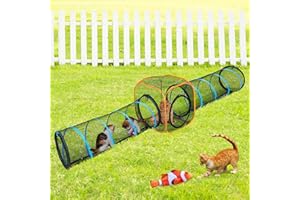 ITENT Cat Play Tunnel + Cube(with Three Ways) for Indoor and Outdoor, Kitty Play House, Cat Enclosures, Collapsible Kitty Tent, Kitten Toys Easy to Connect with Kitty Tent（2 Tunnels + Cube ）