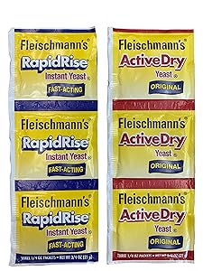 Fleischmann's Yeast Bundle of 3 Rapid Rise .25oz Packets and 3 Active Dry .25oz Packets
