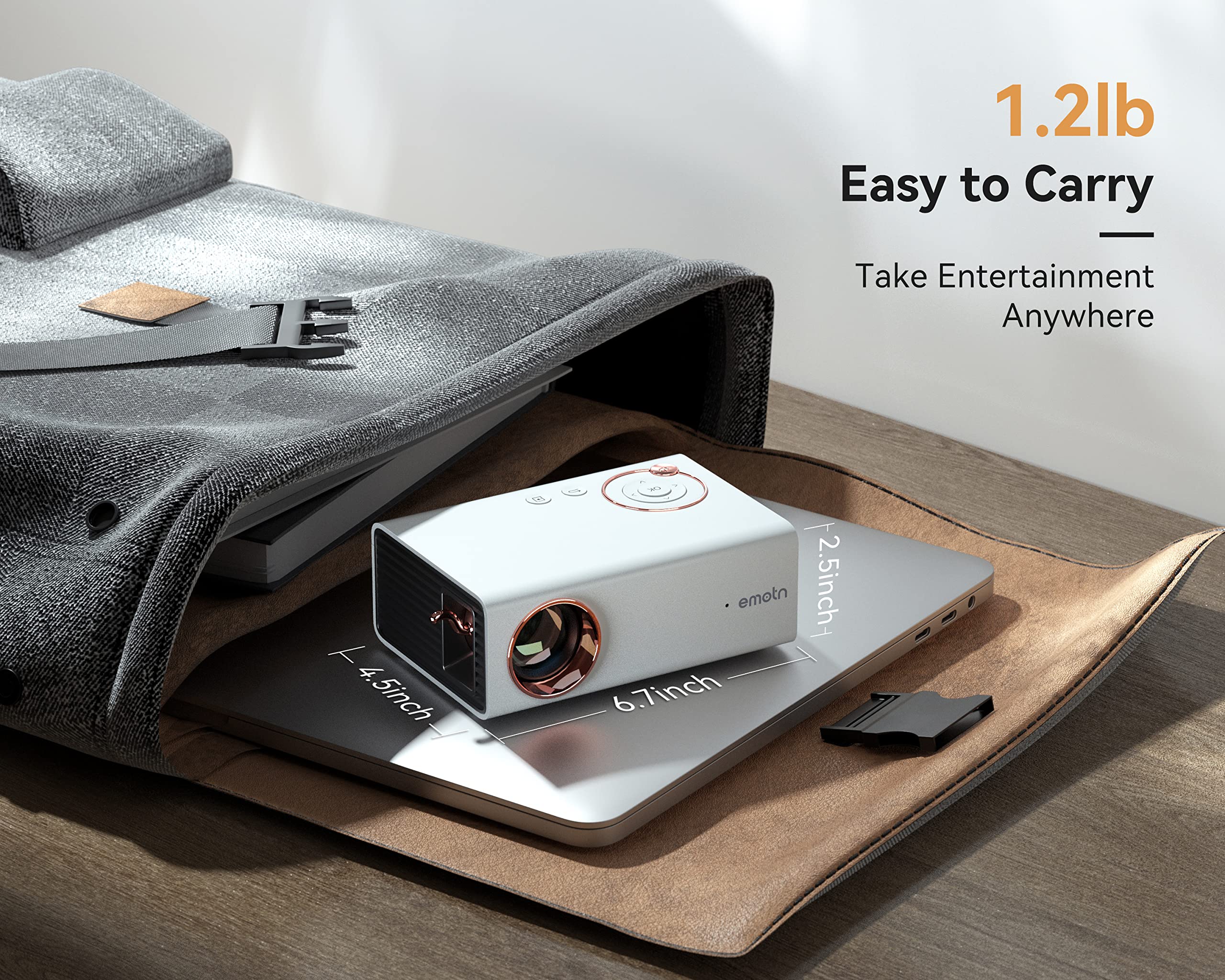 Emotn A1 Mini Projector, 1080P Supported Portable Projector,150ANSI Lumens Small Projector for Kids, Outdoor Projector Supports 45W Power Bank Supply with USB/HDMI/AV