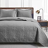 Love's cabin Quilts for Queen Bed Grey Bedspreads - Soft Bed Summer Lightweight Bedspread Comforter - Modern Style Coin Pattern Coverlet for All Season - 3 Pieces (1 Quilt, 2 Pillow Shams)