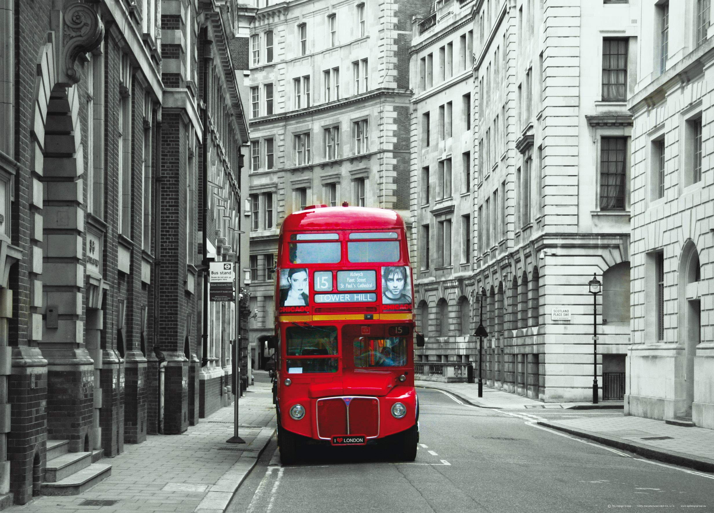 AG DESIGN FTNM 2614 Non-Woven London Bus Giant Wall Poster, Multi-Colour, 160 x 110 cm