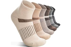 ANLISIM 6 Pairs Merino Wool Ankle Running Hiking Socks Compression Support Breathable Thick Cushion No Show Socks for Women Men