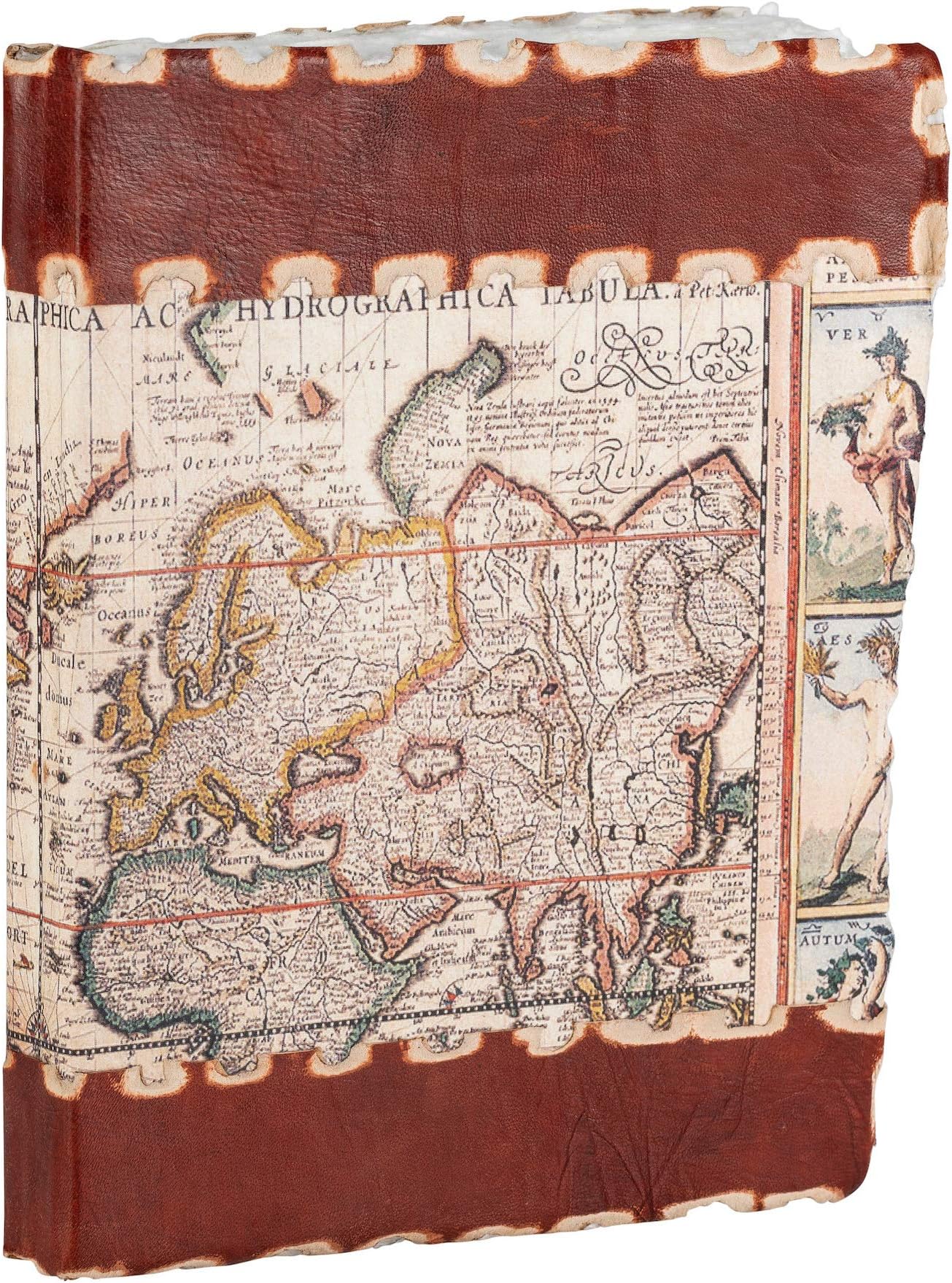 Tuk Tuk Press, Handmade Leather Travel Journal Notebook, Unlined Cotton Pages, Best Travel Diary, Vintage Map Cover 6 x 4 Inches