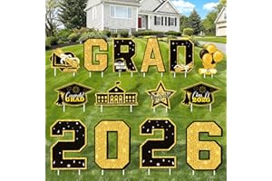 14 PCS Graduation Yard Signs Class of 2026, Graduation Decorations Congrats Grad Signs with Stakes for Outdoor Lawn, 2026 Par