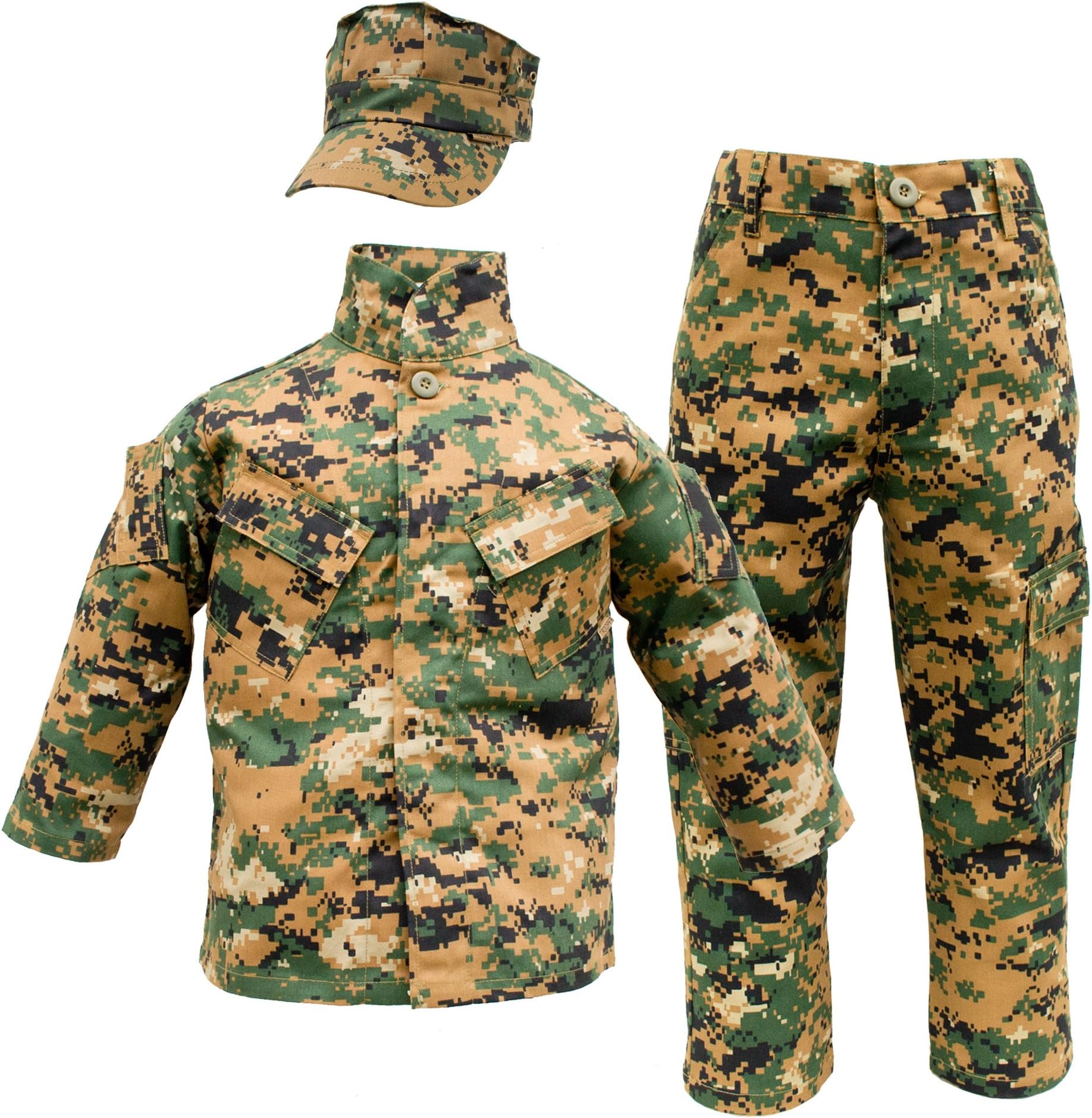 Kids USMC 3 pc Woodland Camo United States Marine Corps Uniform (Large 14-16)