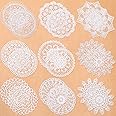 Mimorou 18 Pieces 6 Inch Lace Doilies for Tables Crochet Doilies Vintage Cotton Lace Coasters Handmade Round Placemats Rustic Table Decor for Kitchen Dining Room Wedding Cup Vase Decoration