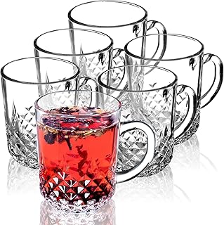 KADAX Teegläser, 6er Set, Gläser mit Griff, Glastassen für 6 Personen, spülmaschinenfest, Trinkgläser für Kaffee, Tee, Wasser, Saft, Drink, Saftgläser, Wassergläser, Gläserset