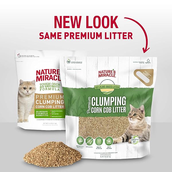 NATURE’S MIRACLE PREMIUM CLUMPING CORN COB LITTER, TOUGH ODOR BIO-ENZYMATIC FORMULA, DUST FREE