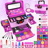 FHNSEL 54 Pcs Kids Makeup Kit Safe Non-Toxic Princess Satchel