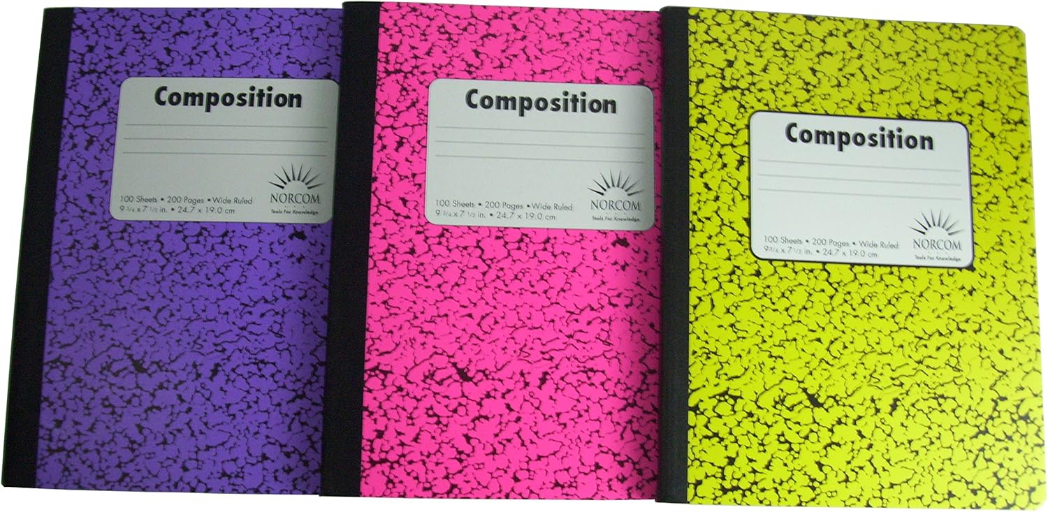 Wide Ruled 100 Sheet Composition Notebooks Pack of 3 (Pink Purple
