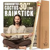 Africa Heartwood Project 30" Cactus Rainstick from Chile - Authentic Handcrafted Rain Stick Musical Instrument with Rasta Yarn Wrap and Durable Sealant