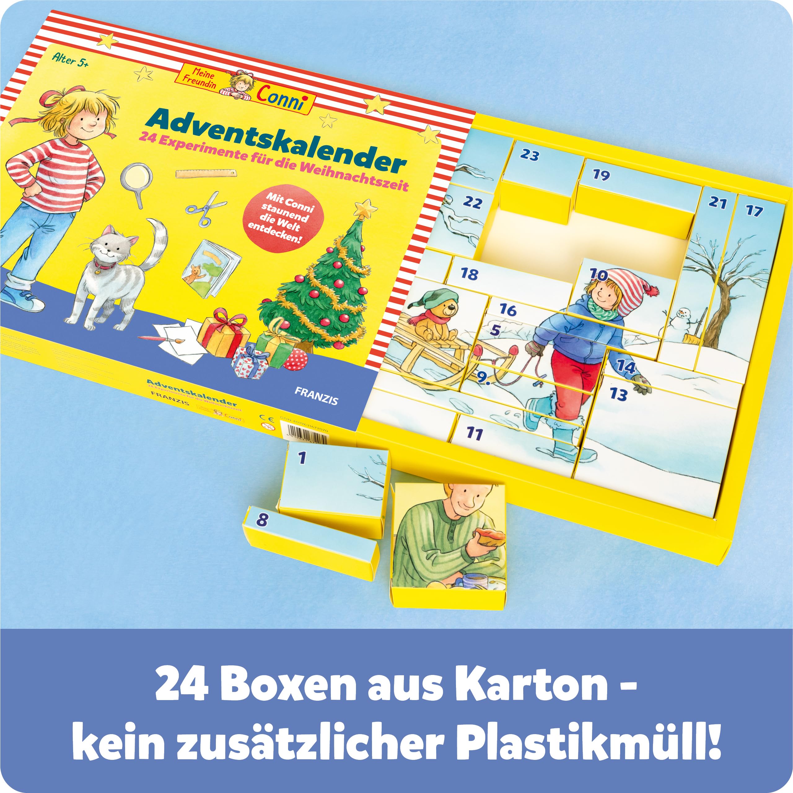 FRANZIS 67207 - Meine Freundin Conni Adventskalender, 24 altersgerechte Experimente für die Weihnachtszeit, für Kinder ab 5 Jahren 5