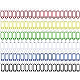Key Tag 120 Pcs Assorted Color Plastic Coded Key ID Label Tags Split Ring Keyring - with Label Window Ring Holder