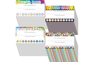 332 PCS Punch Cards, 4 Designs Incentive Reward Card Student Awards Loyalty Cards for Business, Classroom, Kids Behavior, Stu