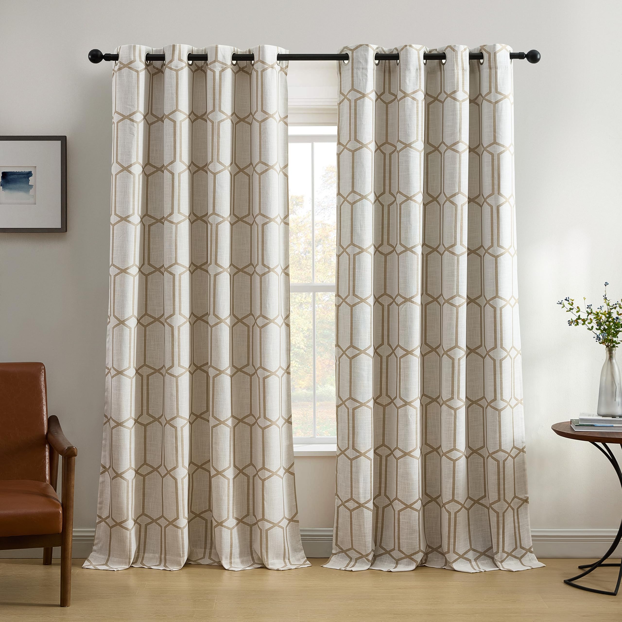 Elrene Room Darkening Grommet Linen Window Curtain Drape Panel, Fabric, Taupe, 52" W x 84" L (Pack of 1) — image 1