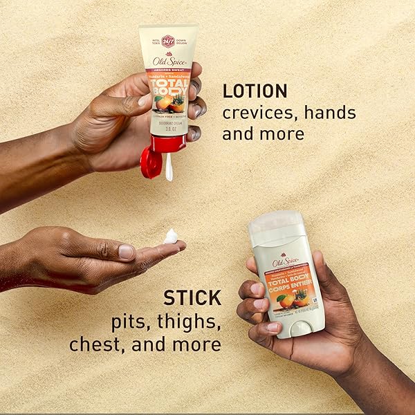 OLD SPICE WHOLE BODY DEODORANT STICK FOR MEN, ALUMINUM FREE, MANDARIN + SANDALWOOD SCENT, 24/7 ODOR PROTECTION, 24/7 FRESHNESS, DERMATOLOGIST TESTED, GENTLE ON SKIN, SAFE TO USE ALL OVER, 3.0 OZ
